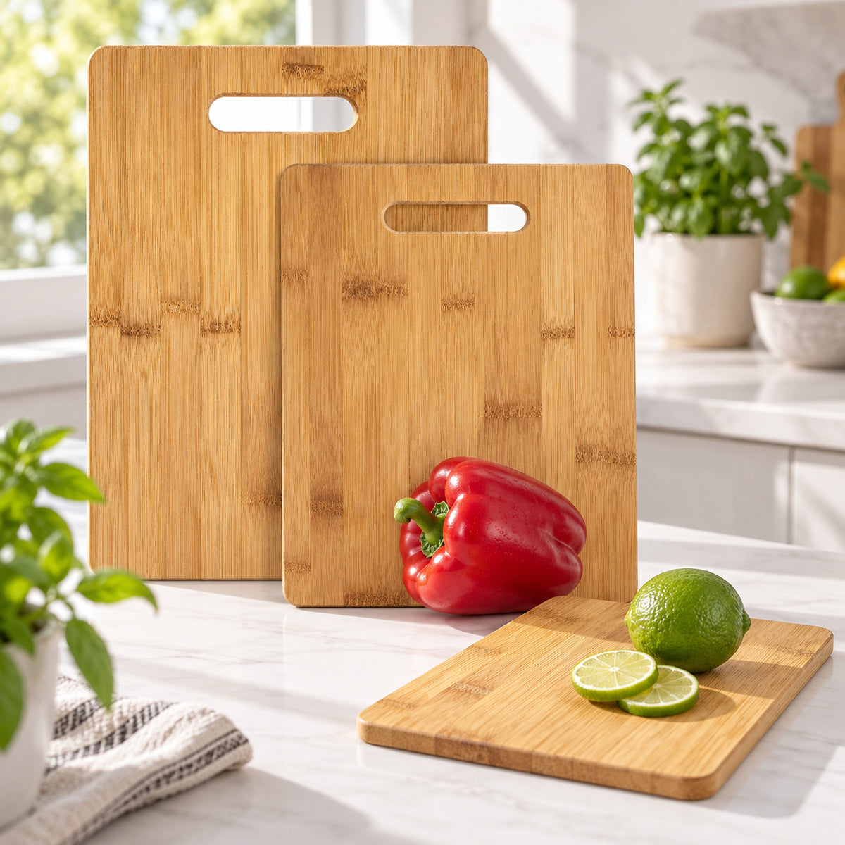 Set de 3 tablas de bambú para preparar y servir — P1