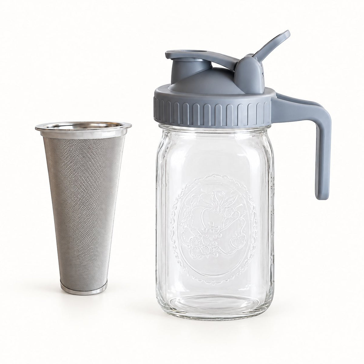 Jarra para cold brew con filtro removible y tapa gris — P2