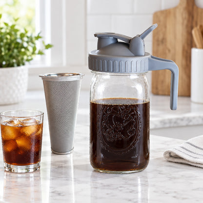 Jarra para cold brew con filtro removible y tapa gris — P1