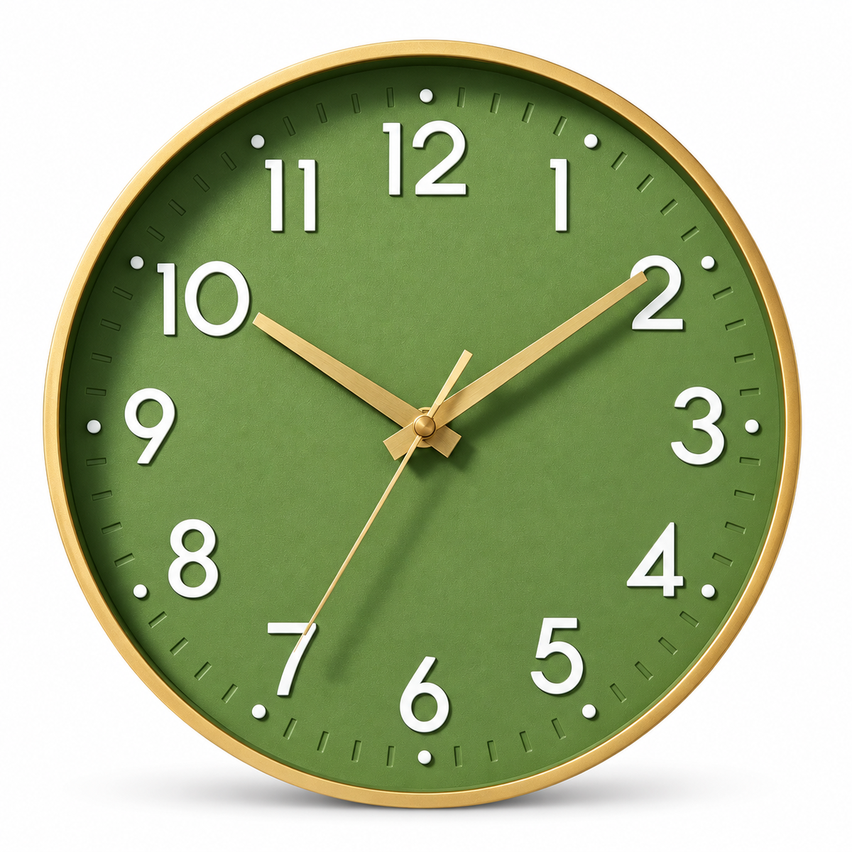 Reloj de pared verde con borde dorado — P2