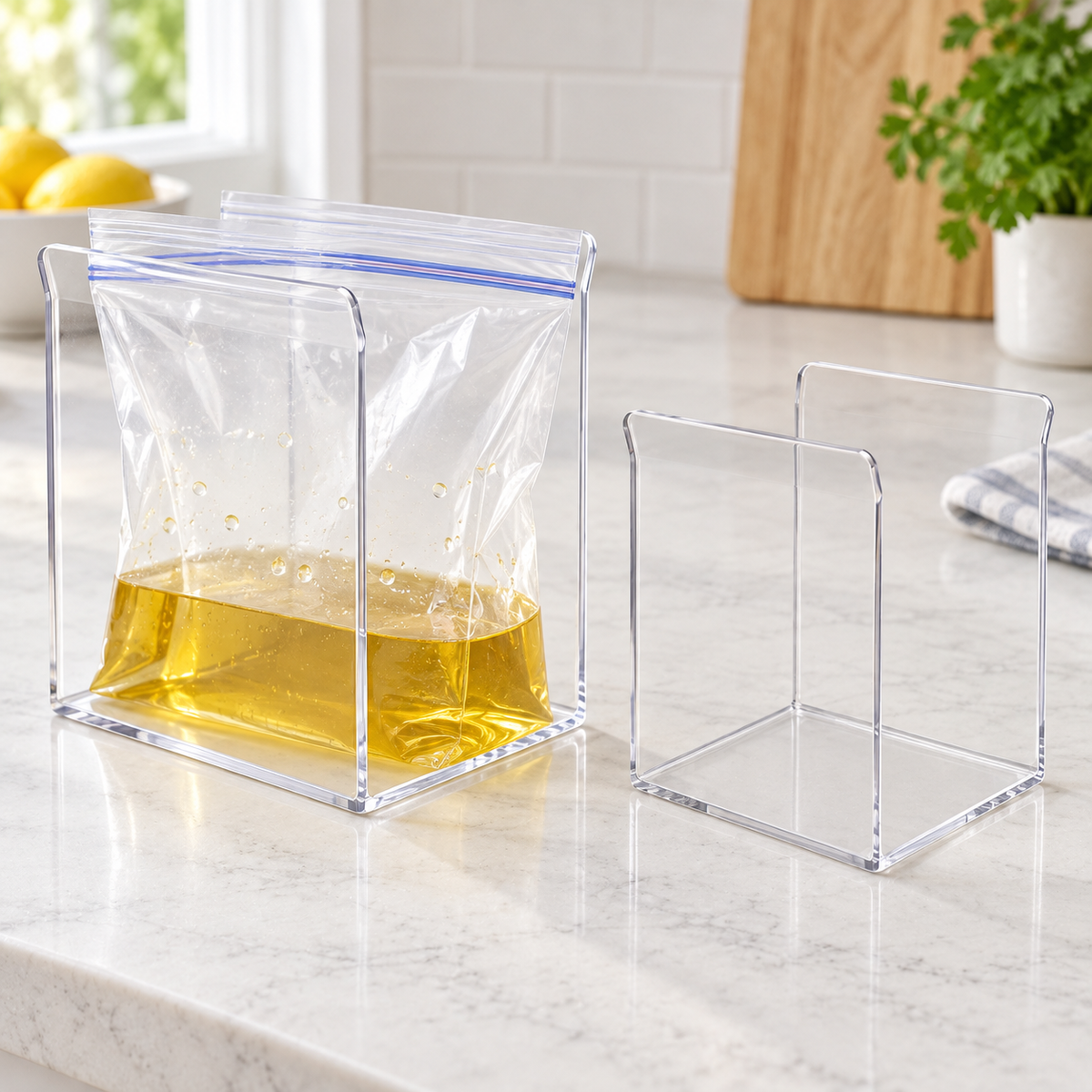 Set de 2 soportes transparentes para bolsas — P1